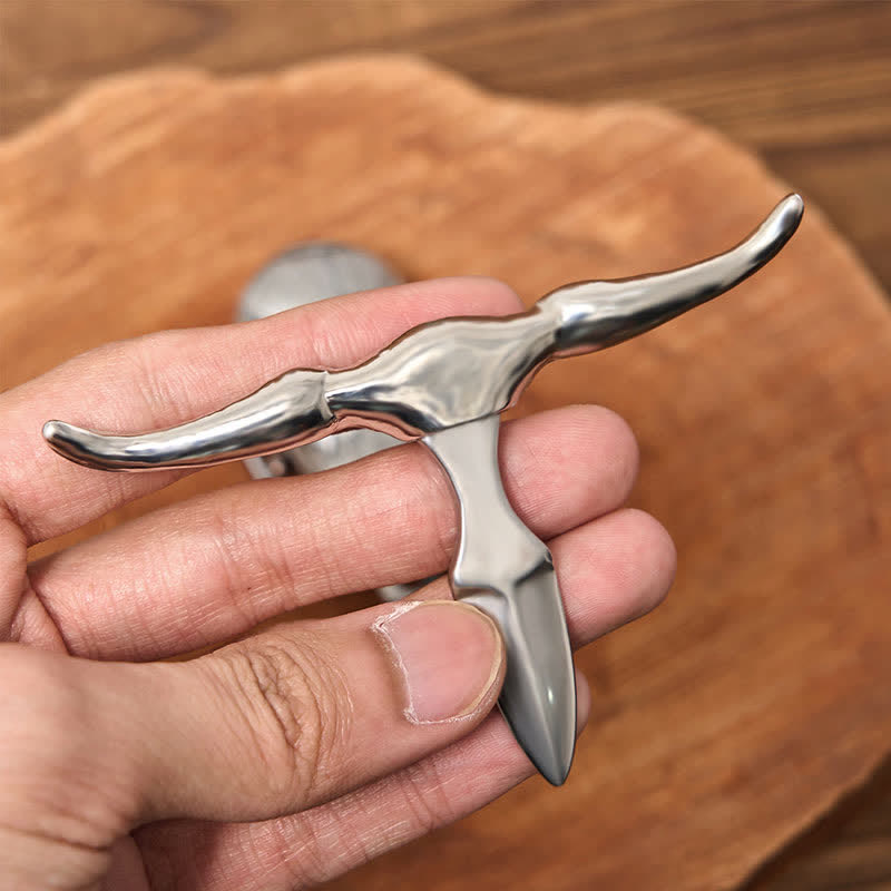 Unique Longhorn Head DIY Hidden Knife Silver  Buckle Leather Belt