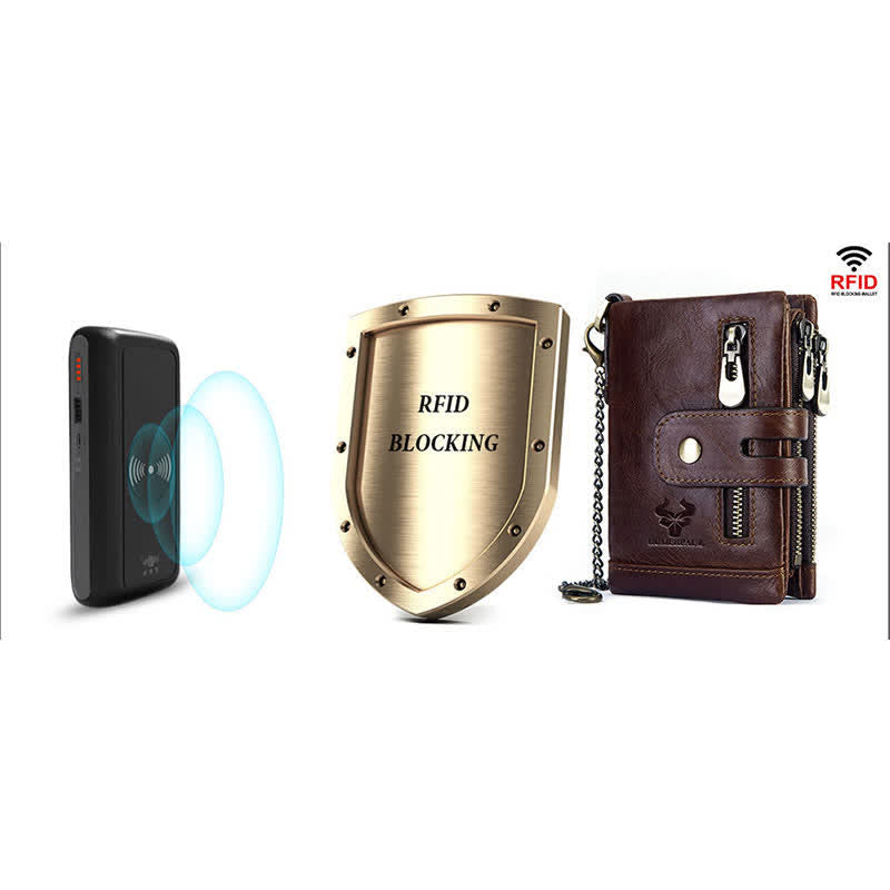 RFID Multifunctional Large Capacity Genuine Leather Wallet