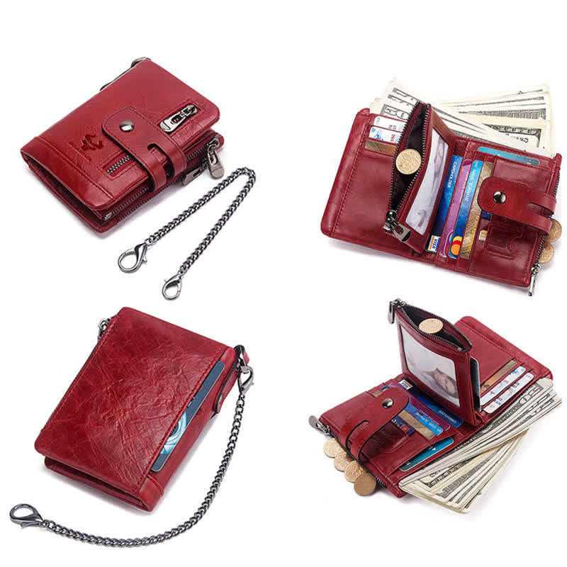 RFID Multifunctional Large Capacity Genuine Leather Wallet
