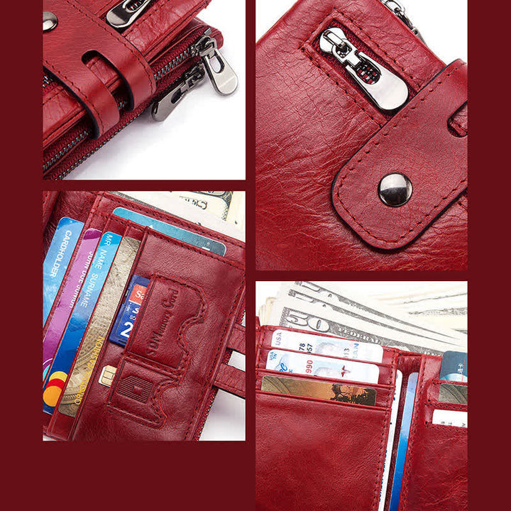 RFID Multifunctional Large Capacity Genuine Leather Wallet