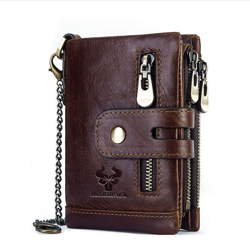 RFID Multifunctional Large Capacity Genuine Leather Wallet - Dark Brown - image 0