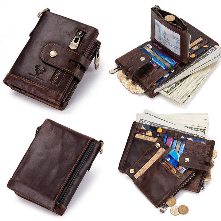 RFID Multifunctional Large Capacity Genuine Leather Wallet