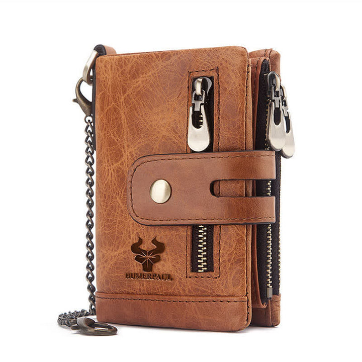 RFID Multifunctional Large Capacity Genuine Leather Wallet - Light Brwon - image 10