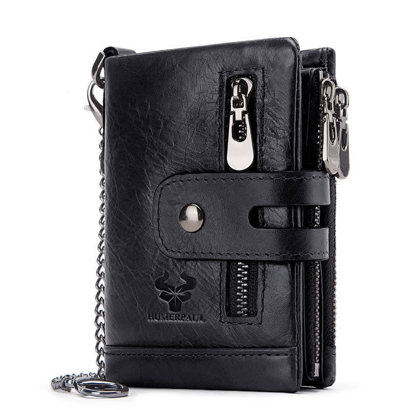 RFID Multifunctional Large Capacity Genuine Leather Wallet - Black - image 9