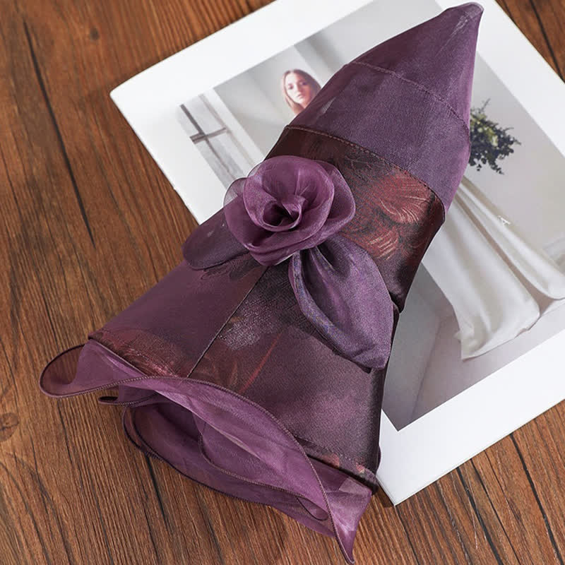 Women's Real Silk Lace Edge Floral Decor Sun Dress Hat