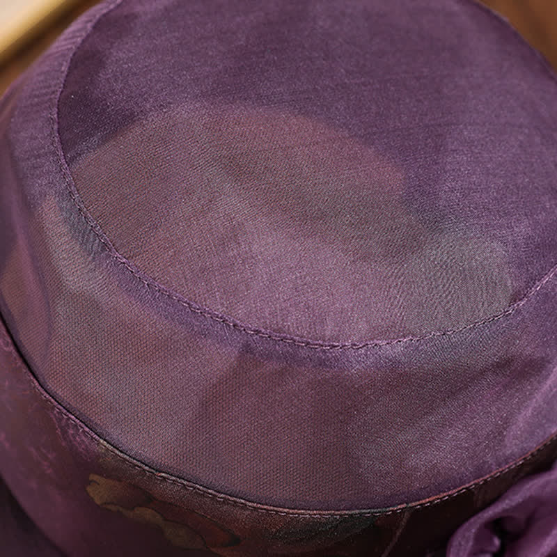 Women's Real Silk Lace Edge Floral Decor Sun Dress Hat