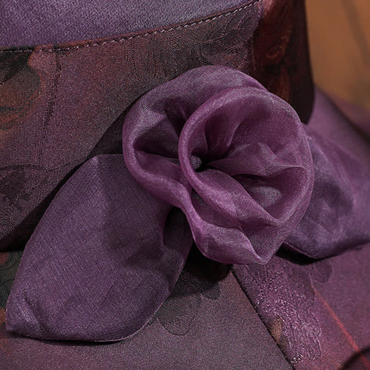 Women's Real Silk Lace Edge Floral Decor Sun Dress Hat