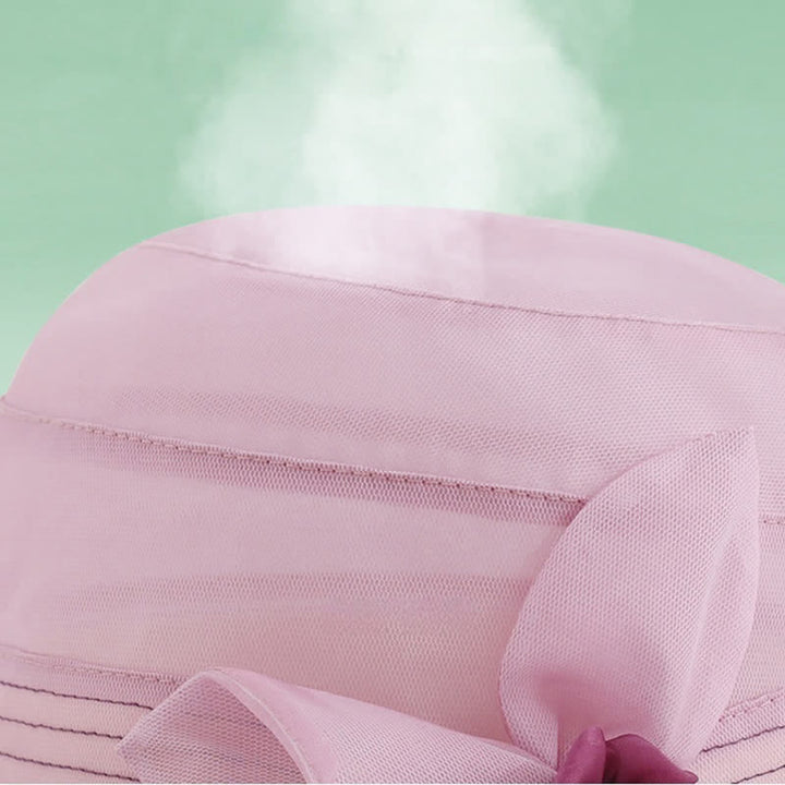 Women's Wide Decorative Flower Real Silk Summer Dress Hat