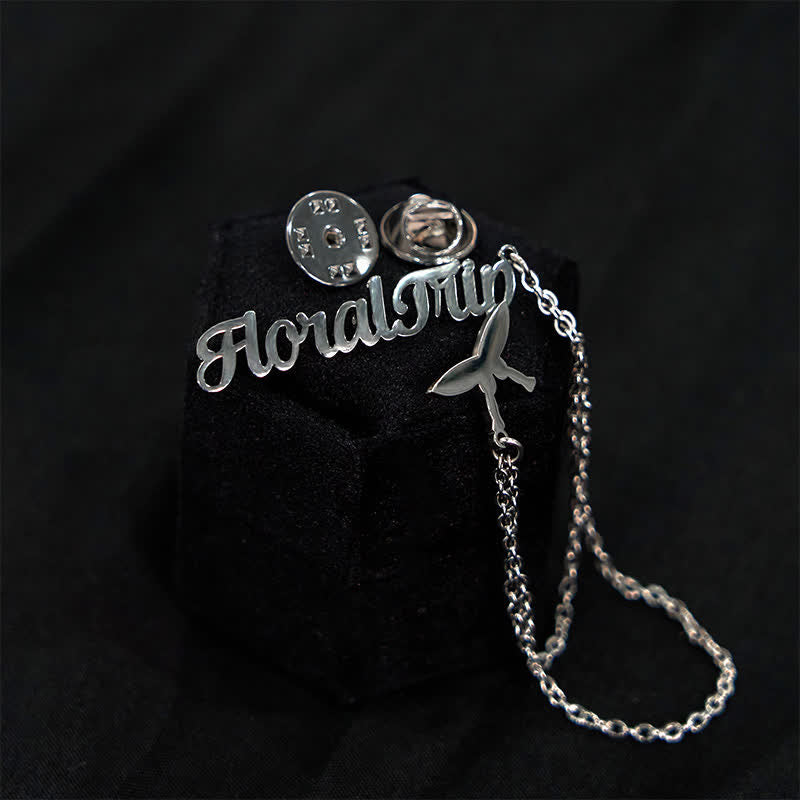 Trendy Custom Letter Brooch with Chain Tassels - image 3