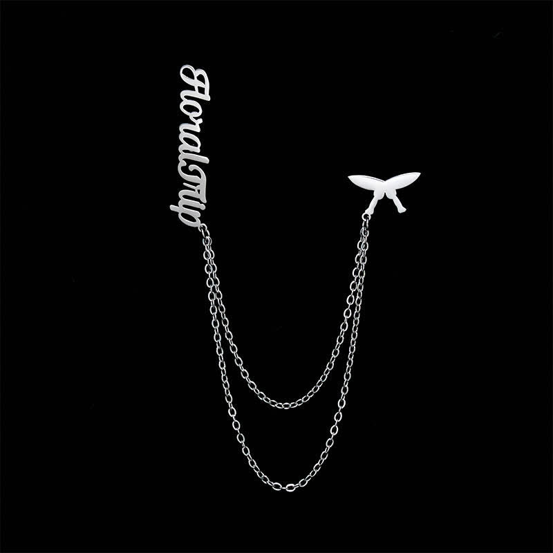 Trendy Custom Letter Brooch with Chain Tassels