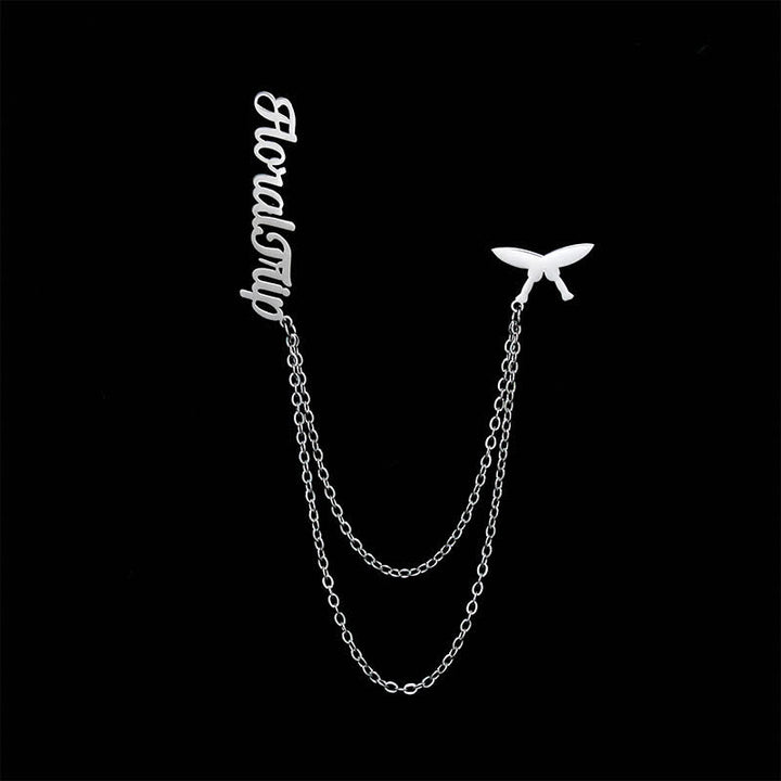 Trendy Custom Letter Brooch with Chain Tassels