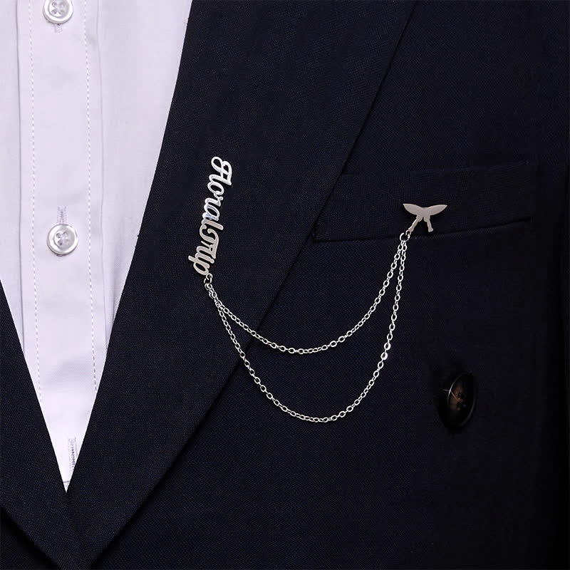 Trendy Custom Letter Brooch with Chain Tassels - image 2