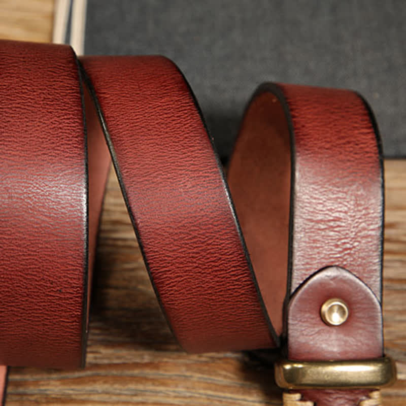 Single Prong Half Round Buckle Work Leather Belt - image 3