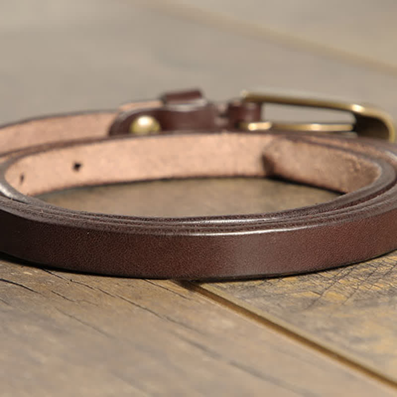 Women's Thin Strap Skinny Cowhide Leather Belt