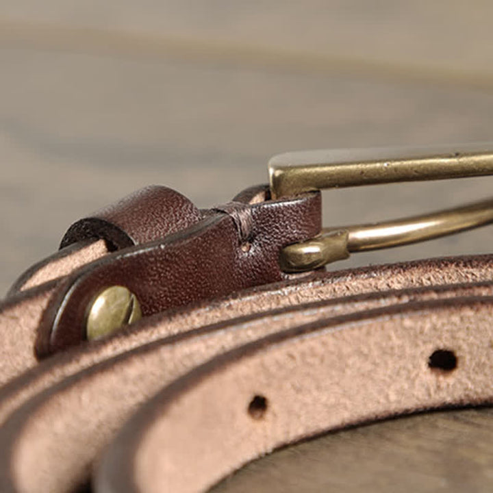 Women's Thin Strap Skinny Cowhide Leather Belt