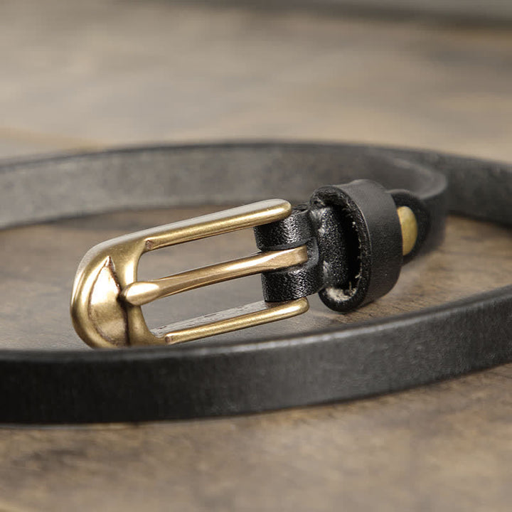 Women's Thin Strap Skinny Cowhide Leather Belt