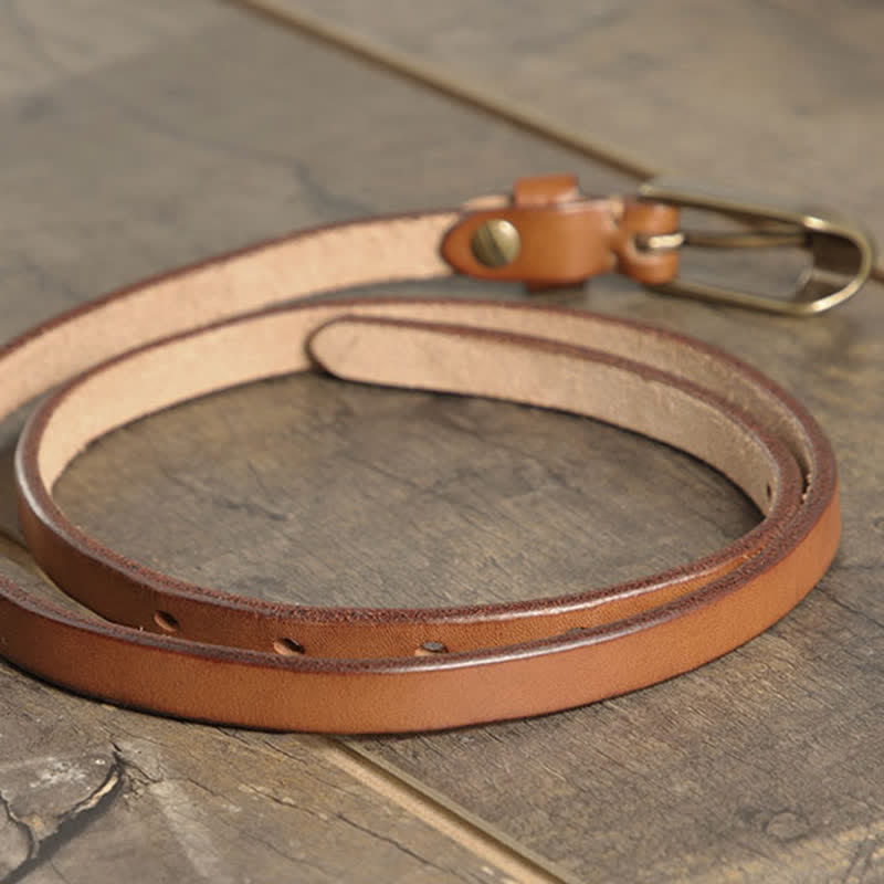 Women's Thin Strap Skinny Cowhide Leather Belt
