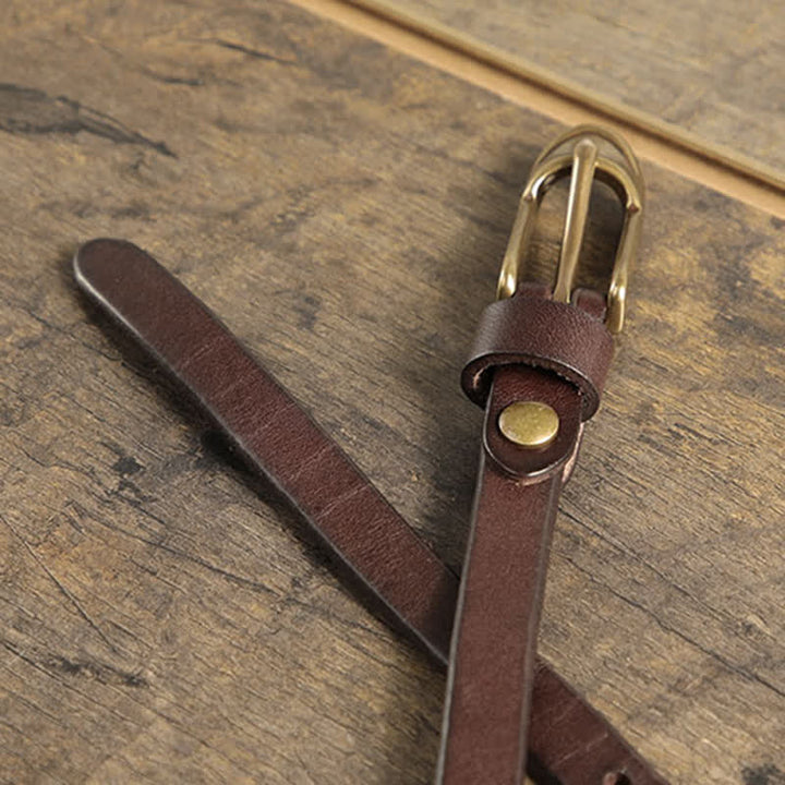 Women's Thin Strap Skinny Cowhide Leather Belt - image 2