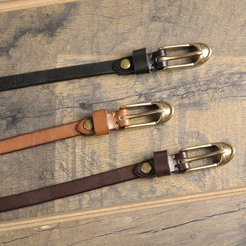 Women's Thin Strap Skinny Cowhide Leather Belt - image 1