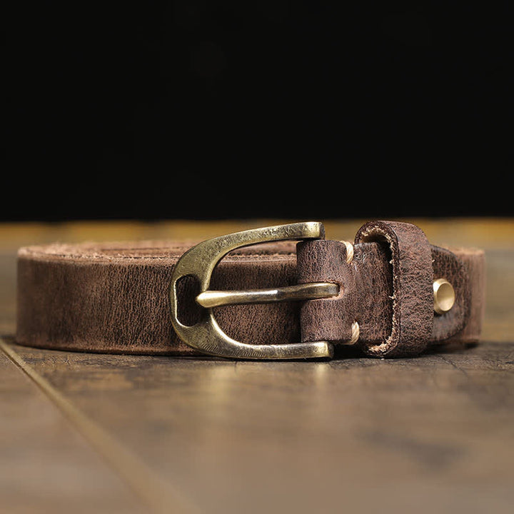 Women's Thin Strap Skinny Cowhide Leather Belt - Brown - 38 - image 6