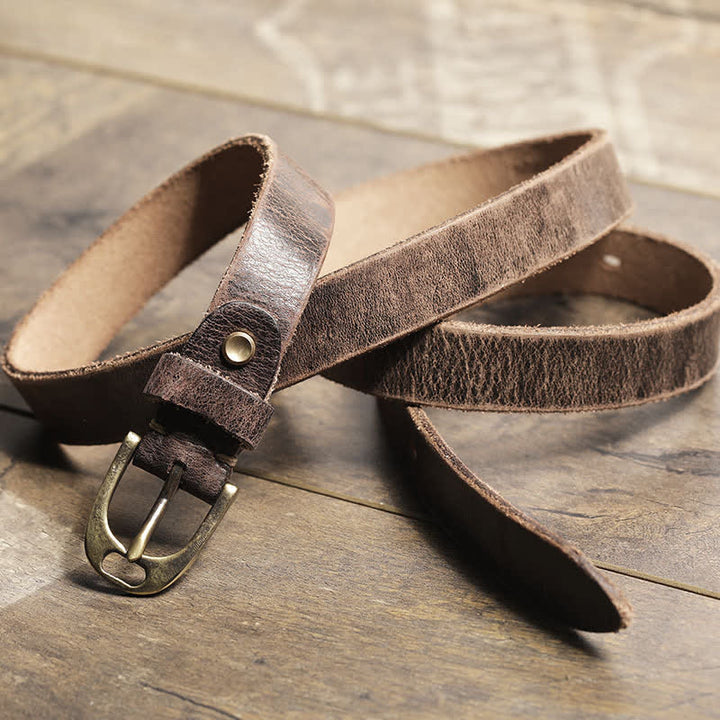 Women's Thin Strap Skinny Cowhide Leather Belt
