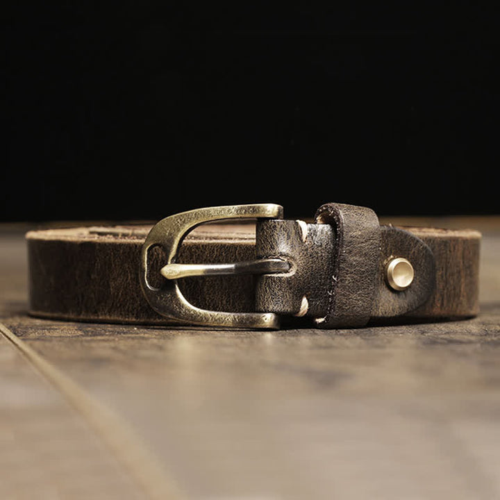 Women's Thin Strap Skinny Cowhide Leather Belt - Dark Green - 38 - image 10