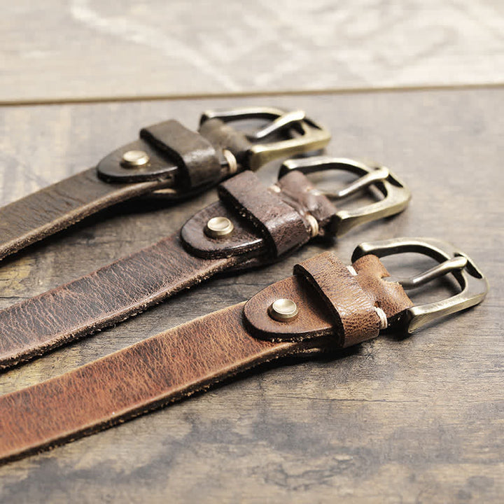 Women's Thin Strap Skinny Cowhide Leather Belt - image 1