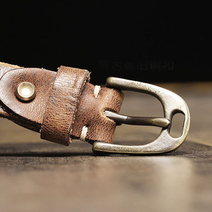 Women's Thin Strap Skinny Cowhide Leather Belt