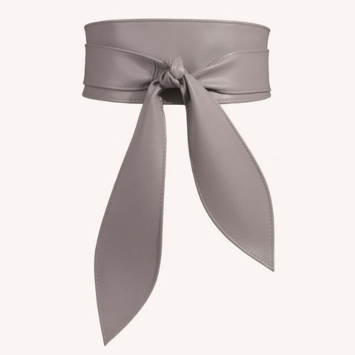 Women's Wide Waistband Wrap Leather Corset Belt - Gray - image 5