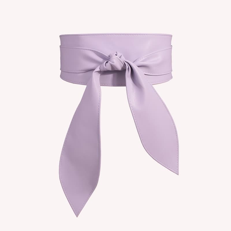 Women's Wide Waistband Wrap Leather Corset Belt - Light Purple - image 7
