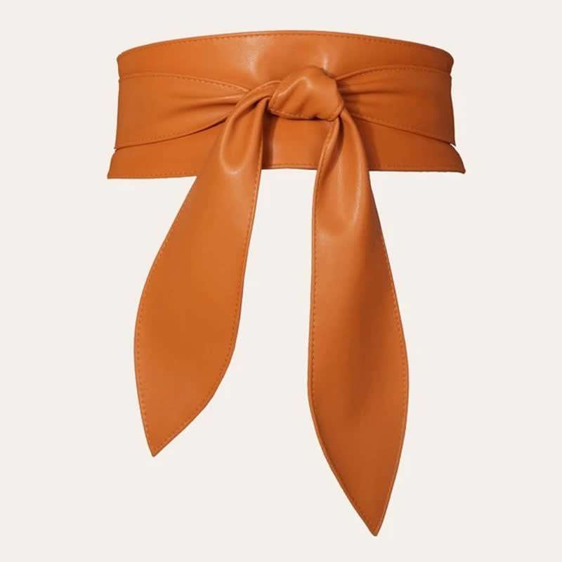 Women's Wide Waistband Wrap Leather Corset Belt - Orange - image 2