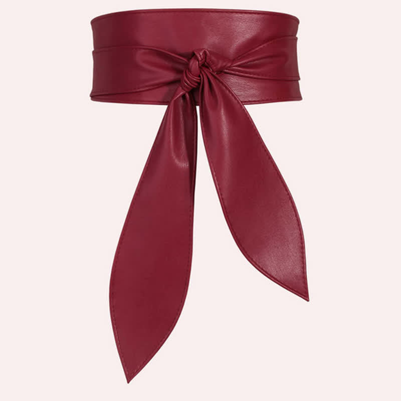 Women's Wide Waistband Wrap Leather Corset Belt - Burgundy - image 7