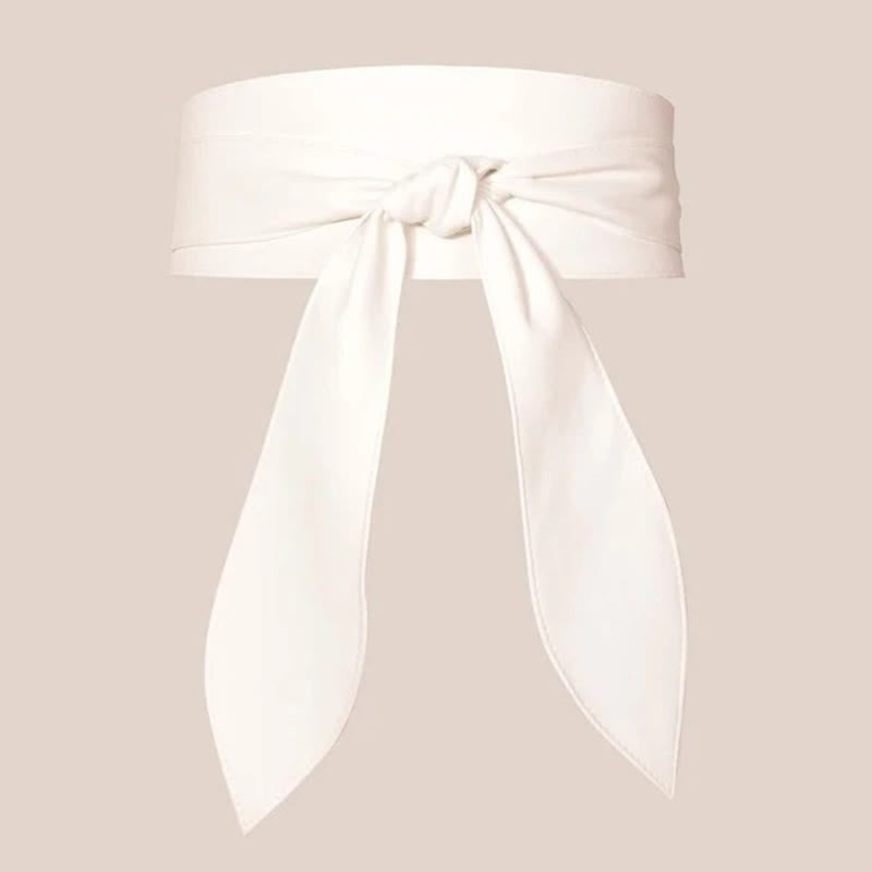 Women's Wide Waistband Wrap Leather Corset Belt - White - image 2