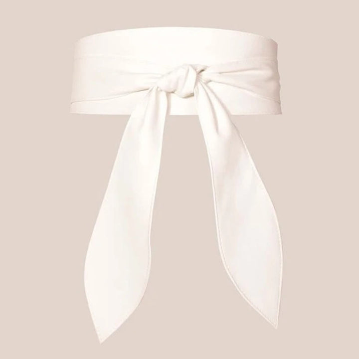 Women's Wide Waistband Wrap Leather Corset Belt - White - image 2