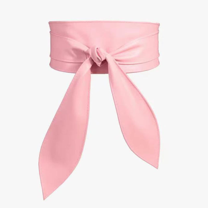 Women's Wide Waistband Wrap Leather Corset Belt - Pink - image 5