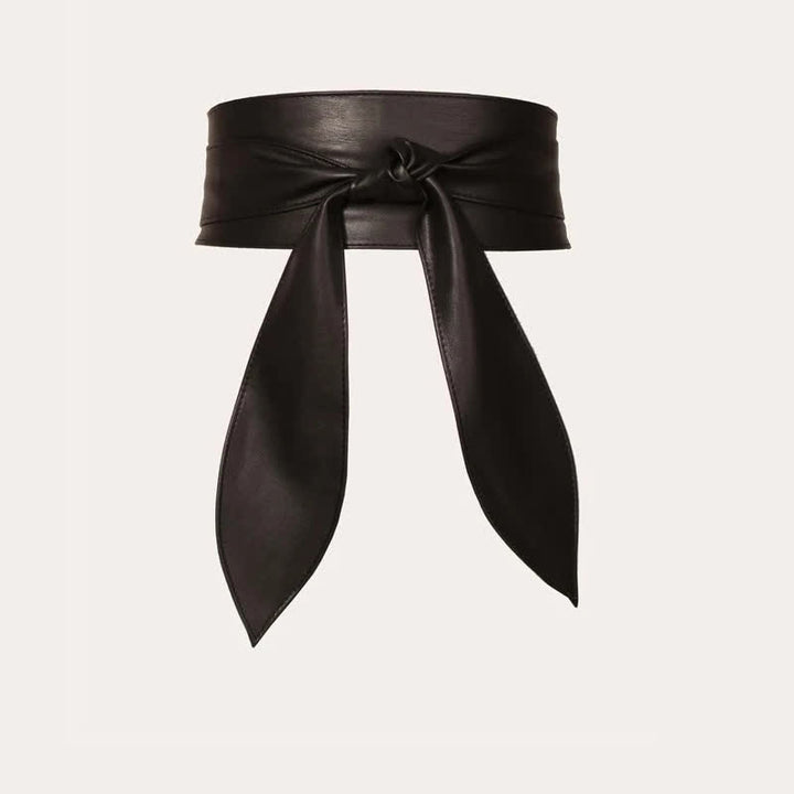 Women's Wide Waistband Wrap Leather Corset Belt - Black - image 0