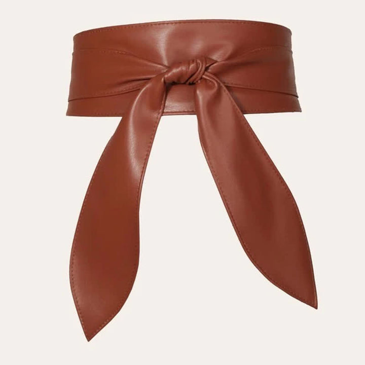 Women's Wide Waistband Wrap Leather Corset Belt - Coffee - image 3