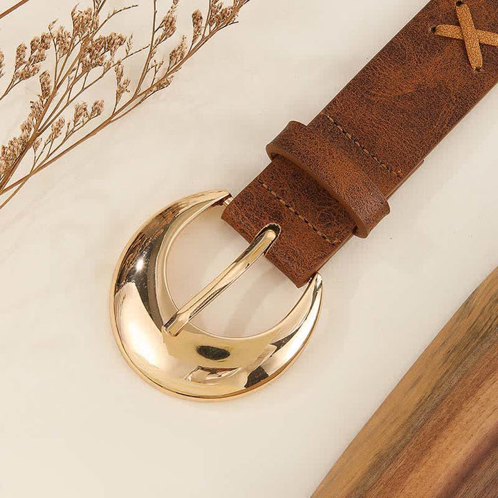 Women's Boho Handmade Rope Threading Leather Belt