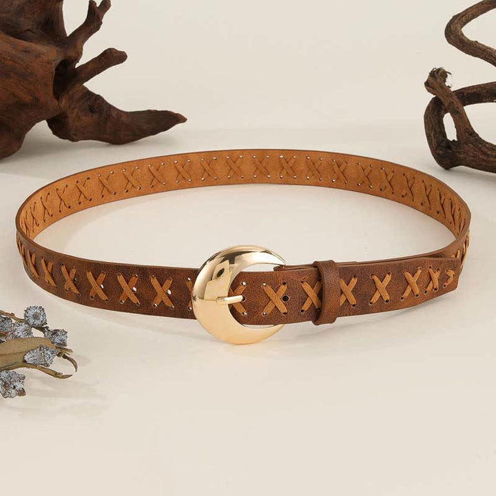Women's Boho Handmade Rope Threading Leather Belt - image 3