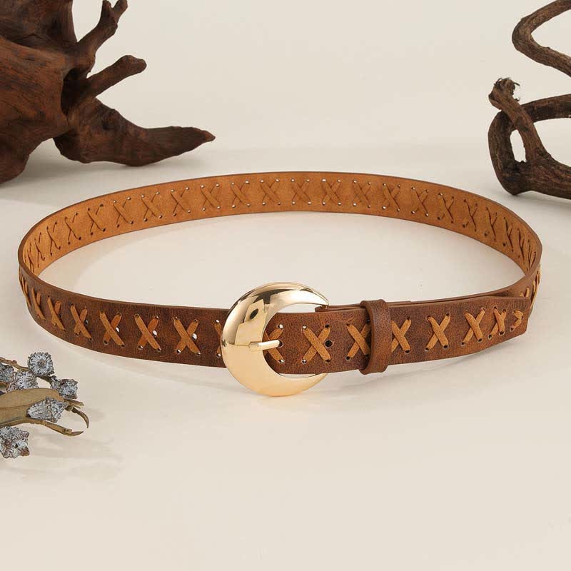 Women's Boho Handmade Rope Threading Leather Belt - image 3