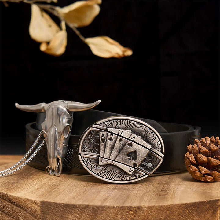Western Gadget DIY Hidden Knife Buckle Longhorn Bull Pendant Bundle Set  - Poker - Black Embossed Eagle Belt - 40 - image 51