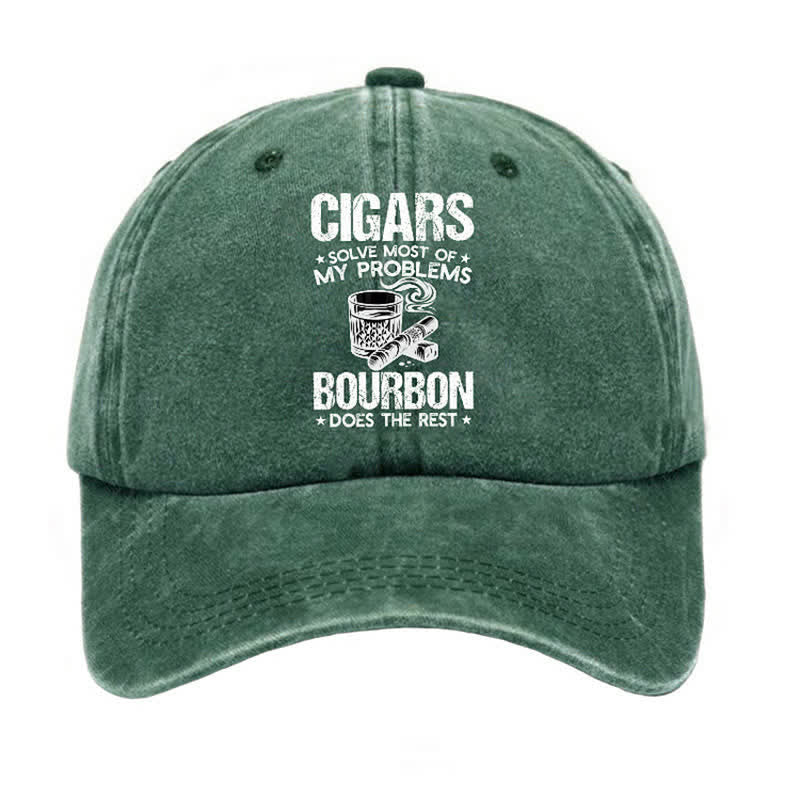 Cigars And Wine Solve Problems Adjustable Baseball Cap