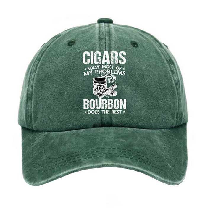 Cigars And Wine Solve Problems Adjustable Baseball Cap