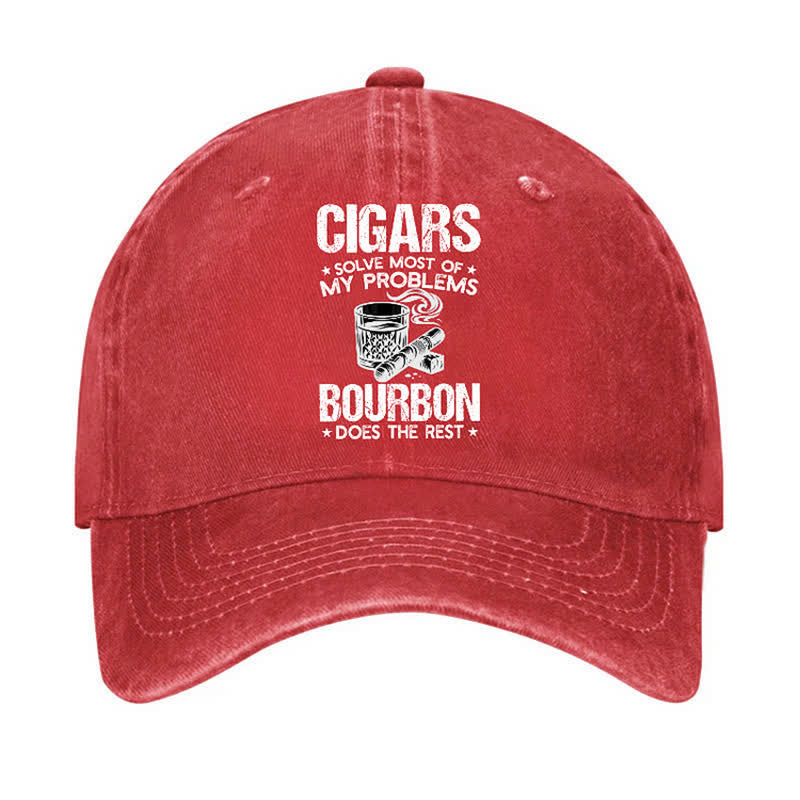 Cigars And Wine Solve Problems Adjustable Baseball Cap