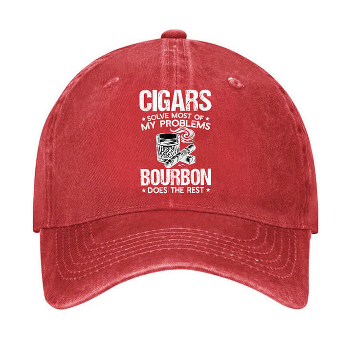 Cigars And Wine Solve Problems Adjustable Baseball Cap