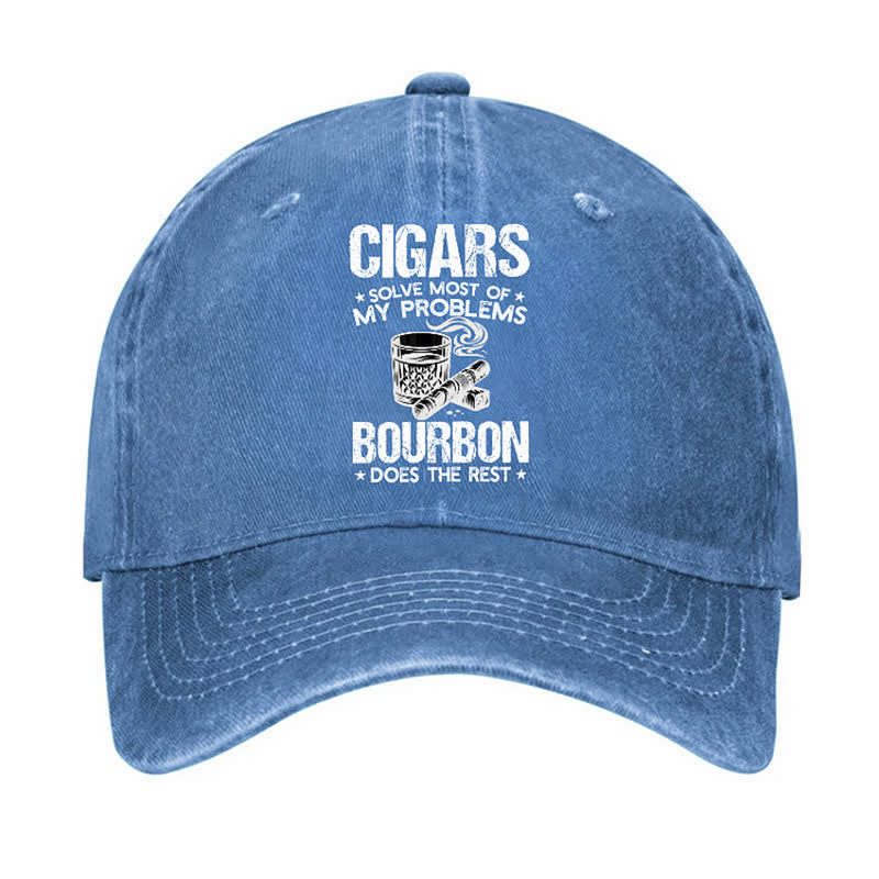 Cigars And Wine Solve Problems Adjustable Baseball Cap