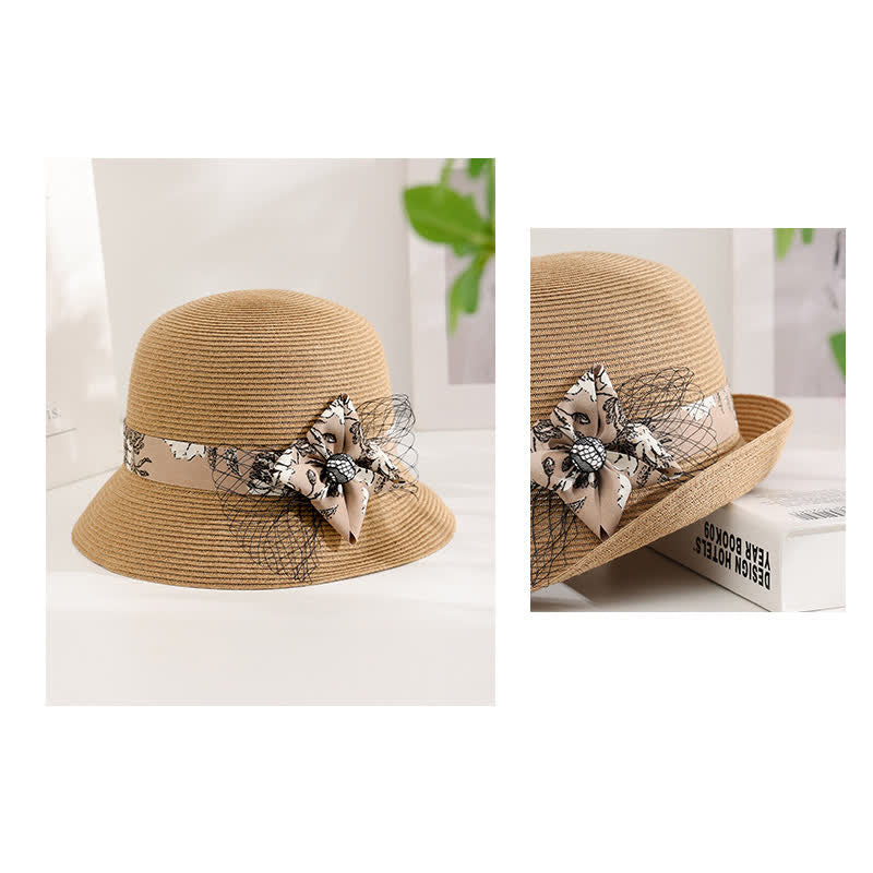 Women's Elegant Roman Style Floral Decor Summer Straw Hat - image 5