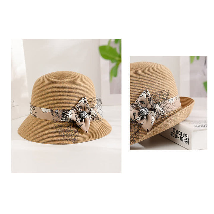 Women's Elegant Roman Style Floral Decor Summer Straw Hat - image 5