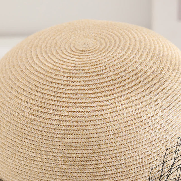 Women's Elegant Roman Style Floral Decor Summer Straw Hat