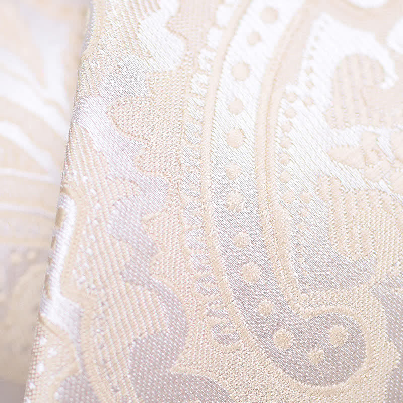 2Pcs Men's Champagne Paisley Motifs Wide Necktie Corsage Set